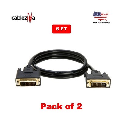 2-Pack - 6FT DVI-D to DVI-D Male Cable Dual Link 24+1 Pin HDTV, PC, Monitor Cord