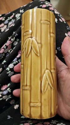 Vintage 6.5'' Tall Orchids of Hawaii Ceramic Bamboo Tiki Mug Cup Vase Japan R-6