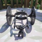 Antique Japanese Large Cast Iron Usubata Water Cart VASE STAND w/Child Figures — photo 3