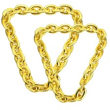 Plastic Hip Hop Chain Necklace 2Pcs 31"/35" Men's Chunky Fake Chain Gold