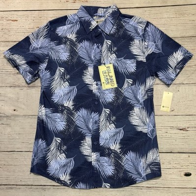 NWT Haggar  Island Ease Men s Sz M Button Up Stretch Shirt Blue