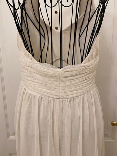 Abito vestito maxi linea A vintage nuovo senza etichette Calvin Klein panna scollo a V tulle taglia 6 - Foto 9 di 11