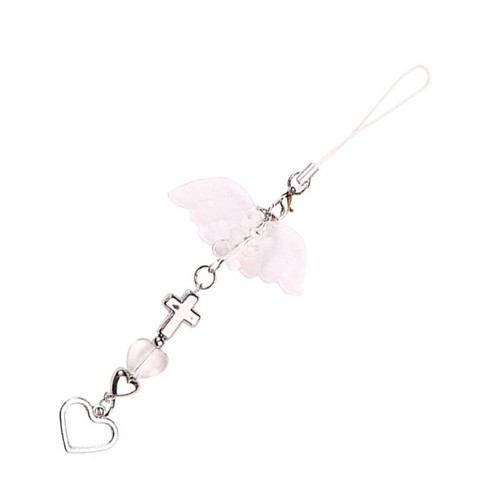 Colorful Beaded Mobile Phone Chain Delicate Angel Wing Crosses Keychain Pendant - Zdjęcie 7 z 8