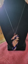 Multicolor Glass Seahorse Charm Pendant Necklace, Adjustable Black Cord