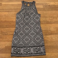 White House Black Market black white halter mini shift dress size medium M b64