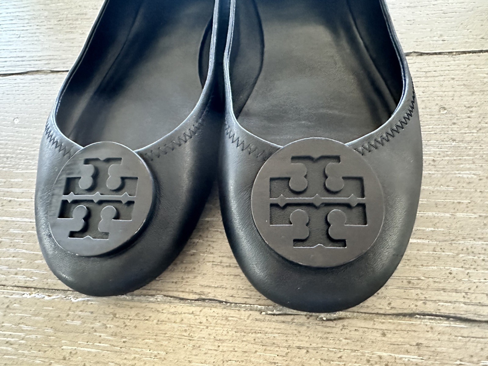 Tory Burch Minnie Travel Ballet Flats - PERFECT BLACK Leather Size 10 thumbnail 6
