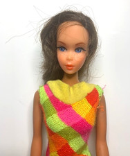 Vintage Marlo Flip Hair Barbie 1969 #1160 multi color swimsuit Rooted Lashes TN