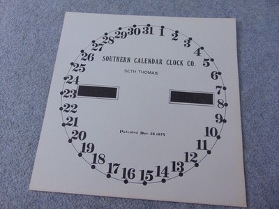 SETH THOMAS SOUTHERN CALENDAR CLOCK CO REPLACEMENT PAPER DIAL VINTAGE NOS PARTS