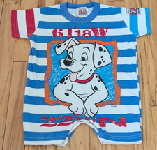 RARE Vintage Disney 101 Dalmatians Blue Stripe Romper Size 2T