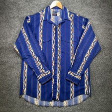 Vintage Wrangler Western Pearl Snap Shirt Men Large Aztec Print Cowboy Rodeo Y2K