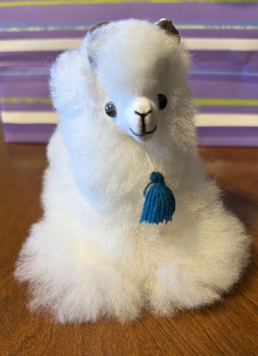 Resting Llama From Alpaca Fur Very Soft 5” 7” White - Picture 2 of 4