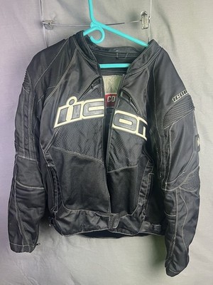 Icon Contra Performance Series Black Textile Mesh Motorcycle Jacket Mens XL