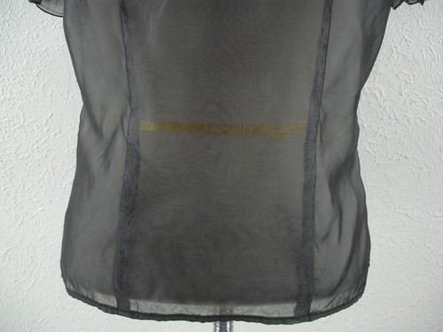 Women's M Vtg 1940's Penny Potter Black Sheer Top Blouse Ruffled Victorian Look - Picture 9 of 17