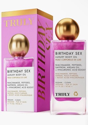 TRULY Birthday Sex Luxury Body Oil Vegan Hyaluronic Acid Boost 3.1 Oz / 90ML