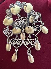 Vintage Norwegian 830S Silver Dangle Brooch Nordic Folk Bunad Pin