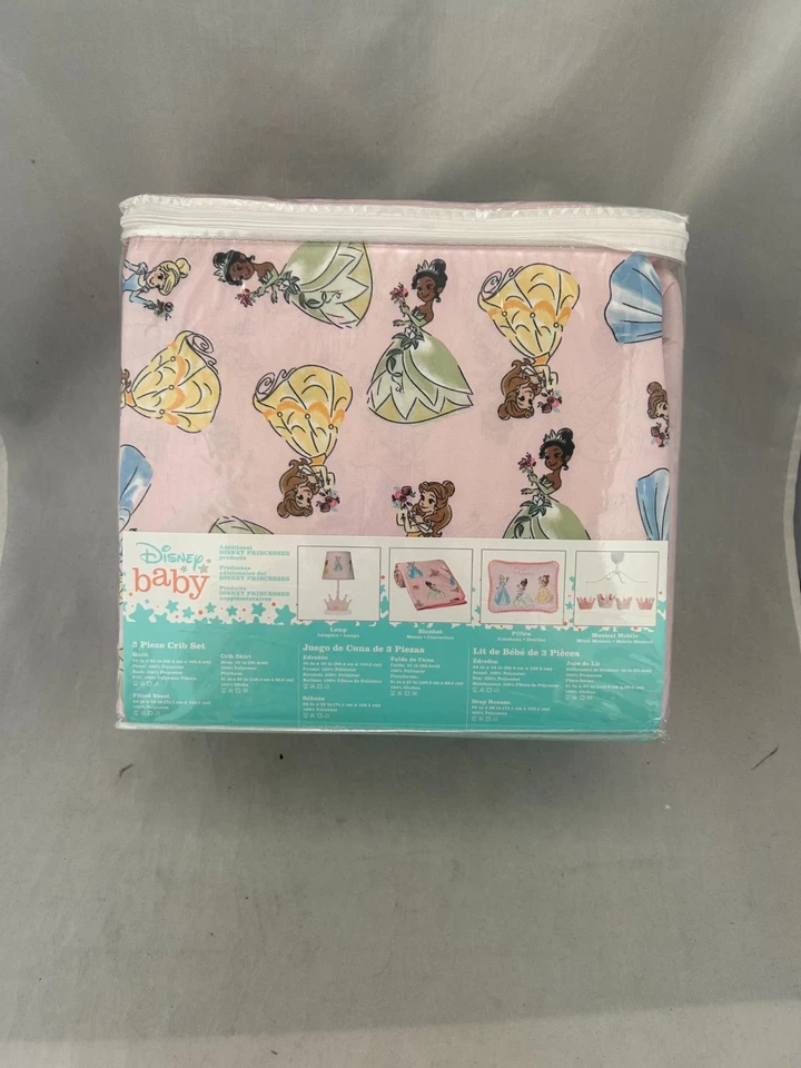 Juego de cama de 3 piezas para cuna de bebé princesas Disney - rosa Foto 2 de 3