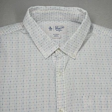 Penguin Munsingwear Mens XL Button Up Short Sleeve Pocket Casual Shirt Geometric