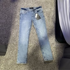 Calvin Klein Girls Straight Light Blue Stretch Jeans Size 14 Logo Button Pockets