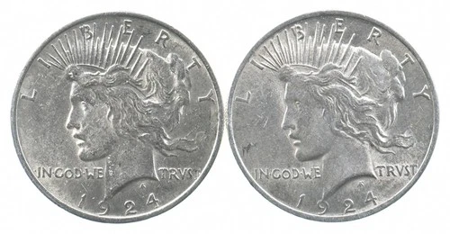 1924 & 1924 & Peace Silver Dollar $1 Bullion Collection Lot *954