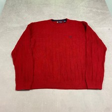 Vintage Chaps Knitted Jumper Textured Patterned Chunky Knit Sweater With Men's