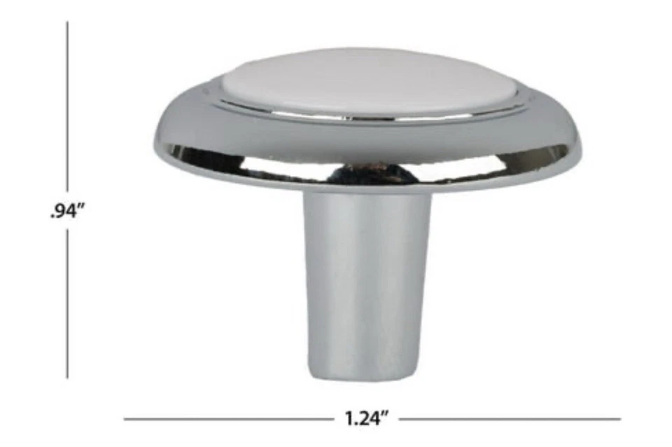 Mainstays Cabinet Knob, Chrome/White, 10 Pack - Image 2 of 4