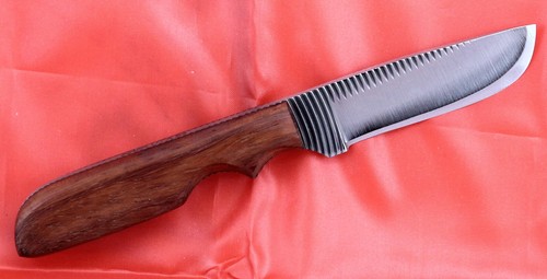 Anza Hand Made High Carbon Steel Curve Tooth Fixed Blade Paduak Handle USA - Picture 2 of 4