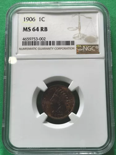 1906 Indian Head Cent 1C NGC MS64 RB