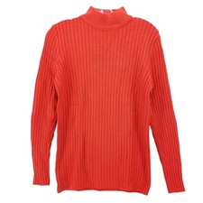 HARDY AMIES BYFORD Vintage Red 100 Wool Sweater Ribbed Mock Neck Size MEDIUM