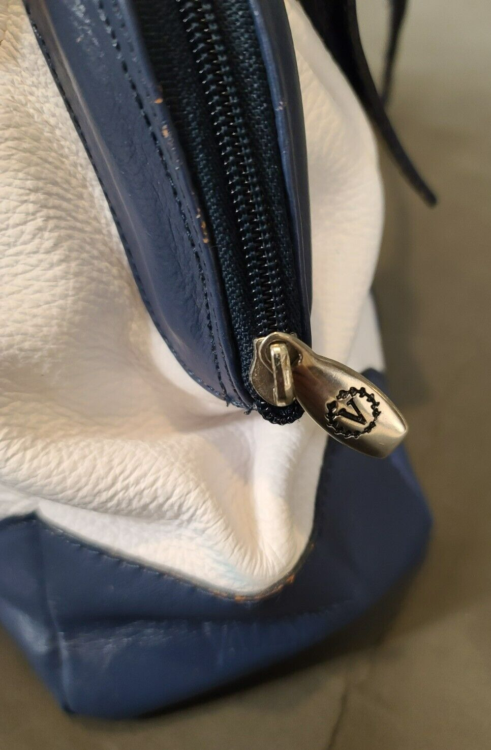 Valentina Leather Handbag White Blue Italy - image 6