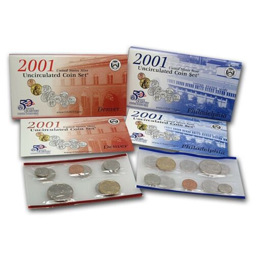 2001 United States Us Mint 20 Coin P & D Uncirculated Coin Set State Quarters
