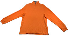 Club Room Sweater Mens size Large Orange 1/4 zip Pullover Casual French Rib New