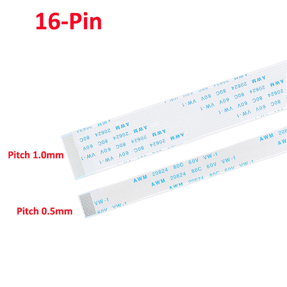 16-Pin 16P FFC/FPC Flexible Flat Cable Ribbon Pitch 0.5mm/1.0mm Forward/Reverse