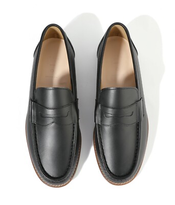 Firenze Atelier Men's Matte Black Leather Moc Toe Penny Loafers