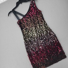 As You Wish Juniors Bodycon Multicolor Sparkle Dress Small One Shoulder