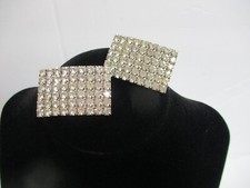 Vintage Pair Larger Rectangle Rhinestones Buckles Women's Shoe Clips