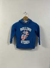 Rolling Stones Blue Graphic Print Kids Size 5 Hooded Jumper - VGC - Unisex