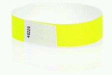 100 3/4" NEON YELLOW TYVEK WRISTBANDS, PAPER WRISTBANDS, WRISTBANDS FOR EVENTS