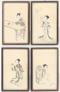 ANTIQUE CHINESE QING DYNASTY EXPORT GOUACHE ON PAPER PAINTING 19th Century