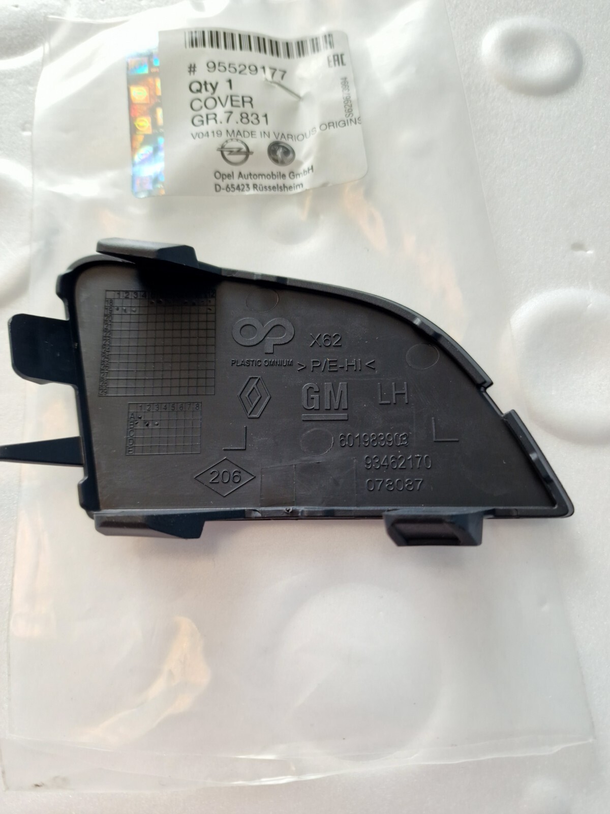 Vauxhall RENAULT Front Bumper Tow Eye Cover Cap Trim X2 95529177 