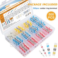 500 Solder Seal Sleeve Wire Connectors Heat Shrink Butt Waterproof Terminal Tube