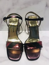 Sonia Rykiel Purple Leather Open Toe Sandals Heels