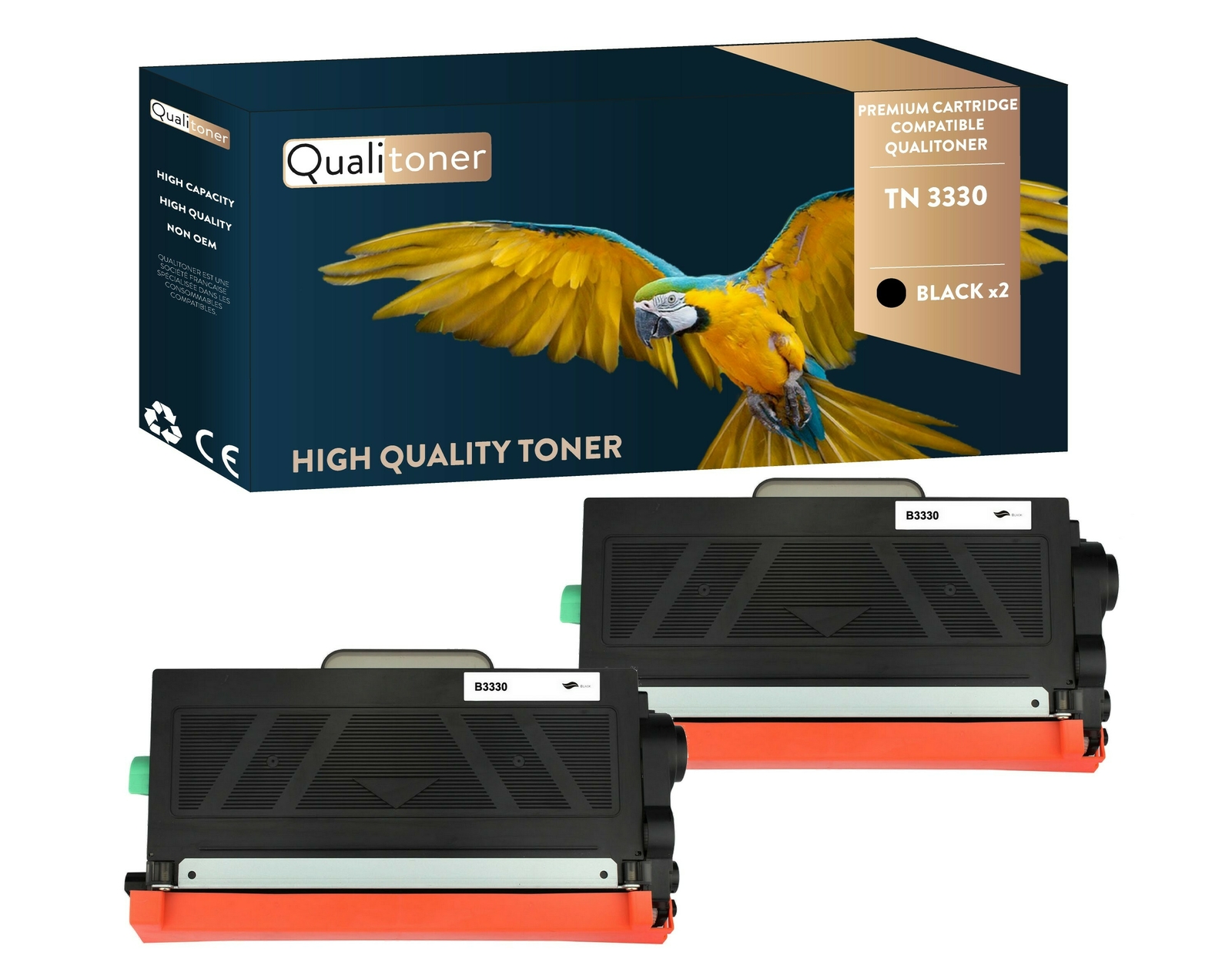 Toner TN3330 noir Qualitoner pack de 2 haute capacité à séchage rapide