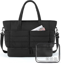 Puffer Travel Duffel Bag, 38L Gym Bag for Women with Shoe Compartment, Large Wee
