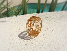 Tennessee Whiskey Barrel Wood Set In Clear Resin Ring  Unisex  Handmade