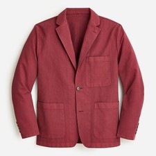 J. Crew Men's Chino Sport Coat Size 36 NWT Port Red Jacket Blazer Cotton Linen