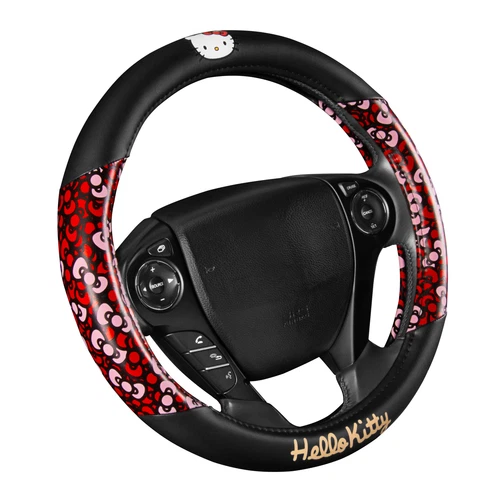 Official Sanrio Hello Kitty Bows Steering Wheel Cover, Fun Cute Car Accessori...