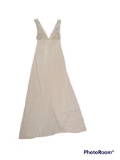 Vintage Glydon's of Hollywood Nylon Lace Long Sexy Nightgown Ivory  Small Petite