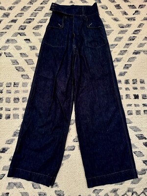As Ever NYC Jeans Women 24 Dark Indigo Blue Super High Waist Wide Leg Button Fly