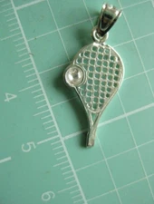 Sterling Silver Tennis Ball Racket Charm Pendant Racket Ball Gift for Player
