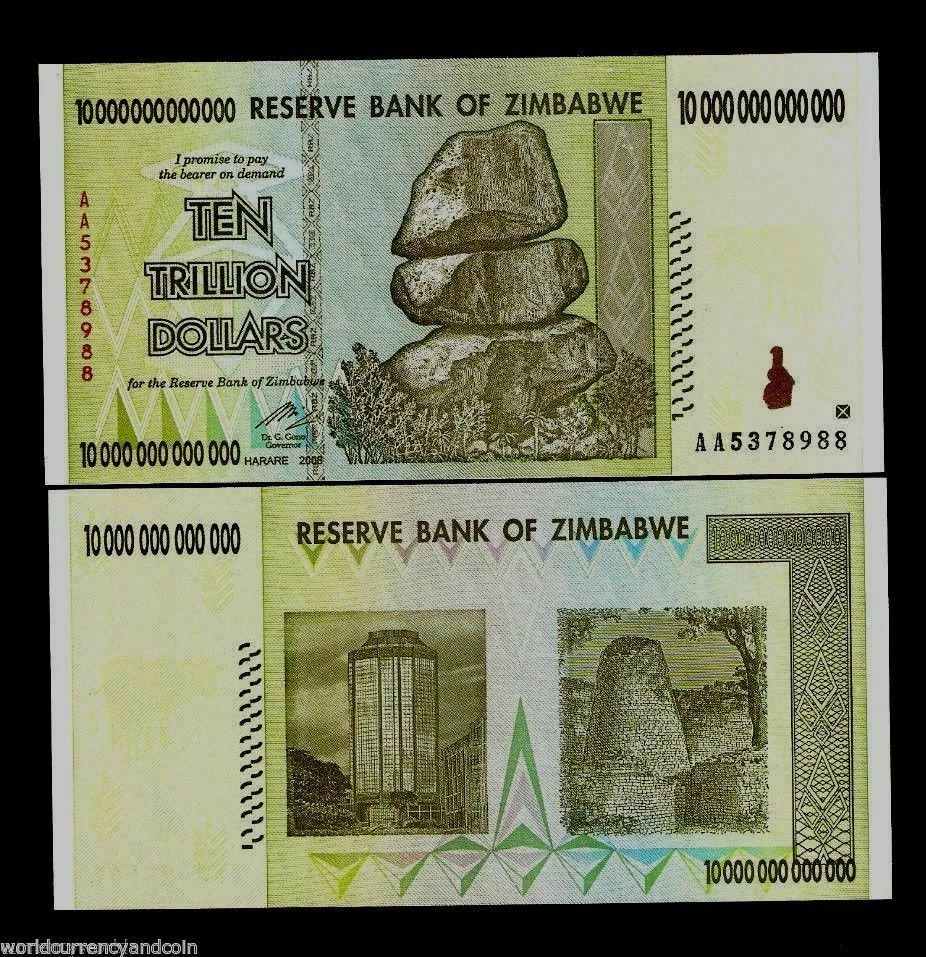 ZIMBABWE 10 Trillion Dollars P-88 ZA Replacement UNC 50 100 TR Series 2008 NOTE - Image 3 of 3